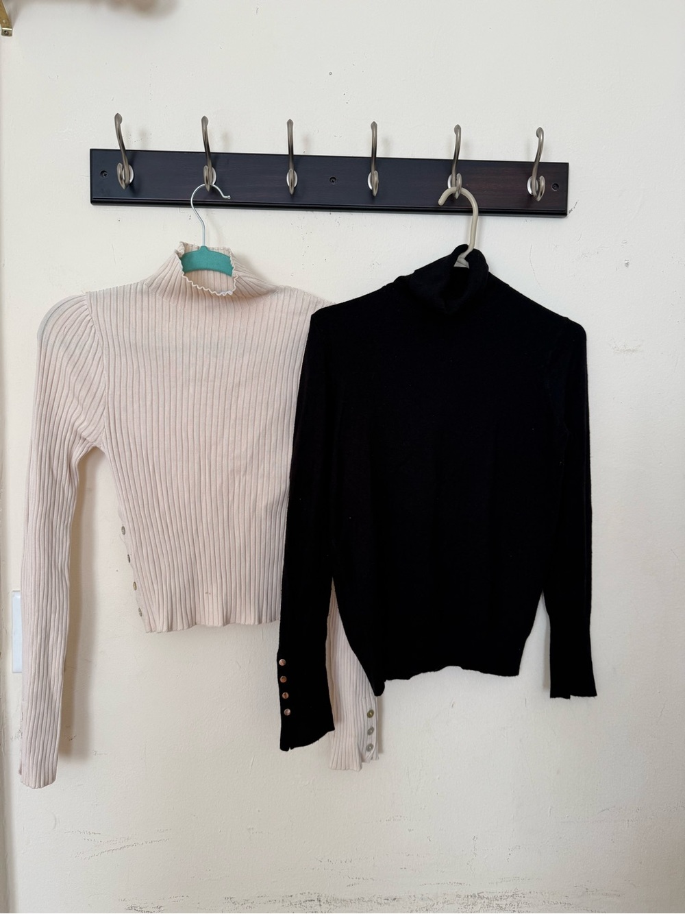 Zara Black and Cream Ribbed Turtleneck Sweaters